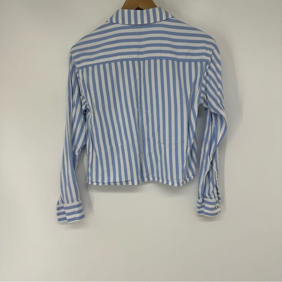 Abercrombie & Fitch Striped Women’s Blue White Cropped Shirt Size XS - Picture 5 of 7